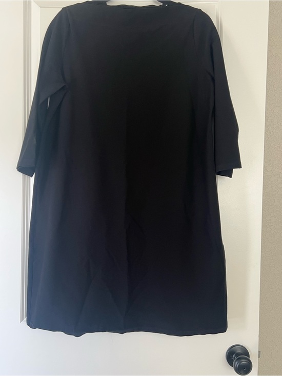 Eileen Fisher Dresses & Skirts - Eileen Fisher Black Shift Dress with Bateau Neck and 3/4 sleeves
